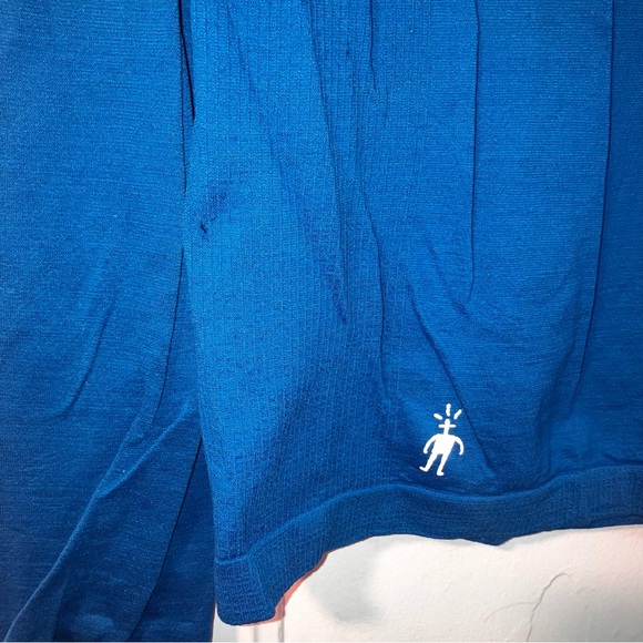 Smartwool lightweight cobalt bright blue base layer 3/4 zip size medium - Picture 6 of 7
